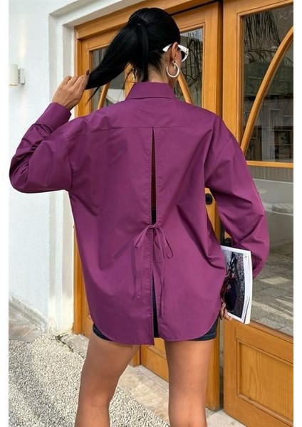 Süzine Cepli Arkası Yırtmaçlı Oversize Gömlek 3420
