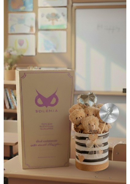 Öğretmen'e Özel : Atatürk Temalı Aynası Ile, Premium Kutuda, Kalpli Balonlu 6’lı Boz Ayıcık Buketi - Öğretmenler Günü Hediyesi fırsatları