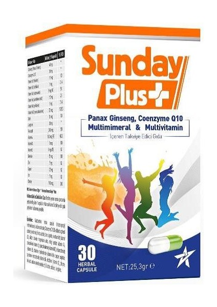 Sundayplus+ Panax Ginseng & Q10 & Multivitamin 30 Kapsül