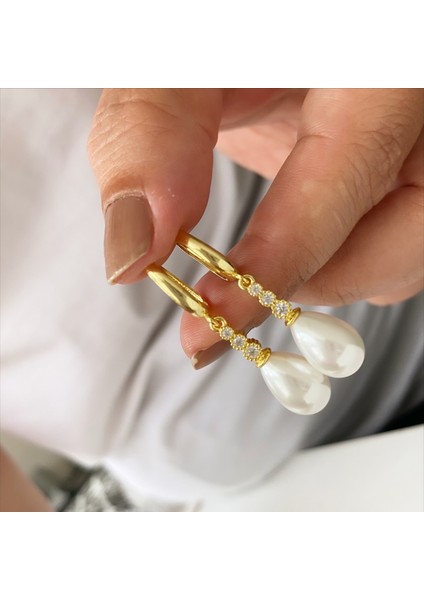 Gümüş Taşlı İncili Küpe modelleri