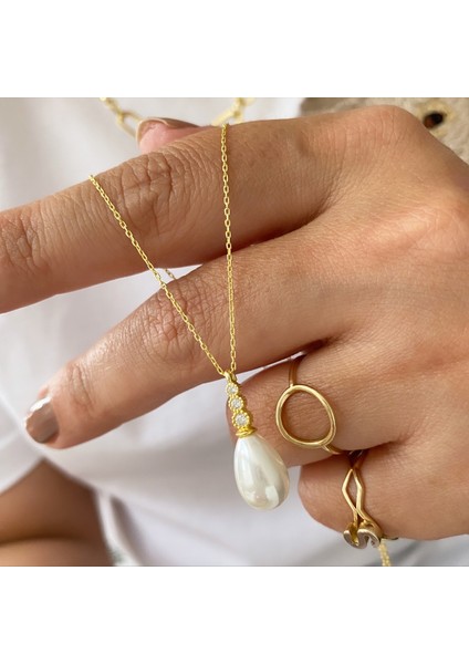 Gümüş Taşlı İncili Kolye modelleri