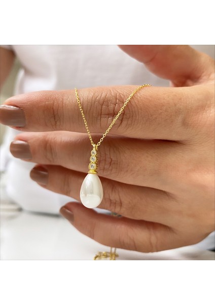 Gümüş Taşlı İncili Kolye indirimleri