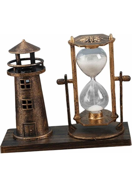 Deniz Feneri Kum Saati Ahşap Görünümlü Vintage Tarz Biblo - M229R668-K21229 fırsatları