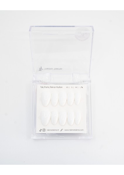 15'li Beyaz Kısa Balerin TT1423 Tekrar Kullanılabilir El Yapımı Protez Takma Tırnak - Beyaz-L indirimleri