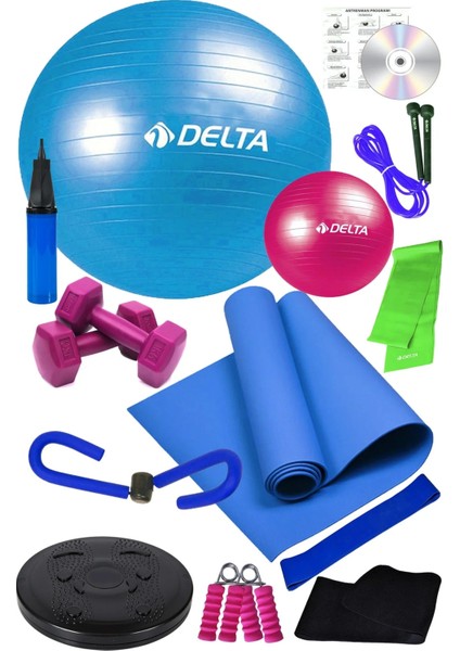 14 Lü Pilates Topu Seti Plates Minderi 1 kg Dambıl Aerobik Band Thigh Master Kelebek fiyatları