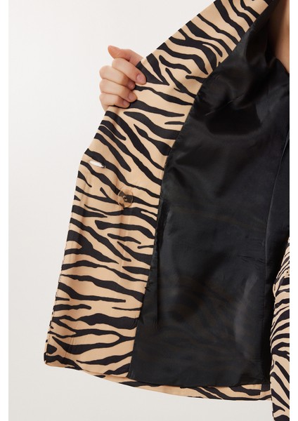 Desenli Saten Yüzeyli Ceket Pantolon Takım LFG0179 Siyah Bej modelleri