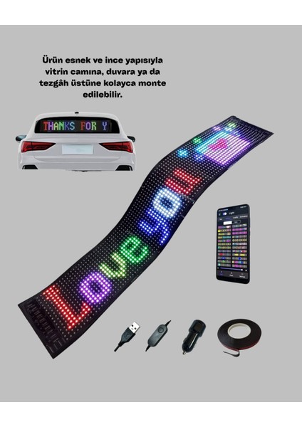 Rgb Kayar Yazılı LED Reklam Ekranı – USB Bağlantılı Esnek Tasarım - T665G749-Z39665 fırsatları