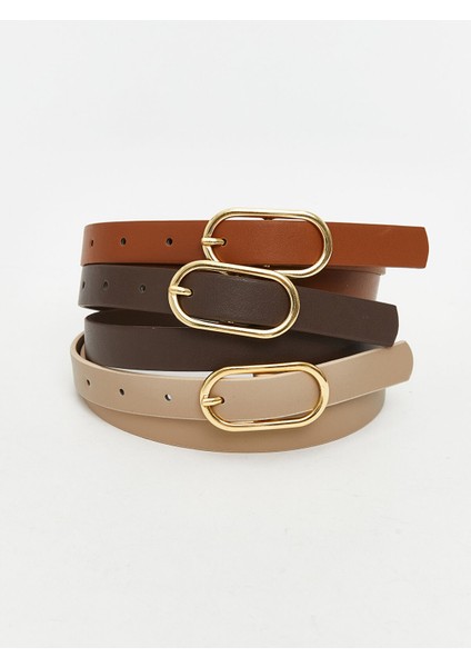 Yeni Sezon Deri Görünümlü Kadın Kemer 3'lü fiyatları