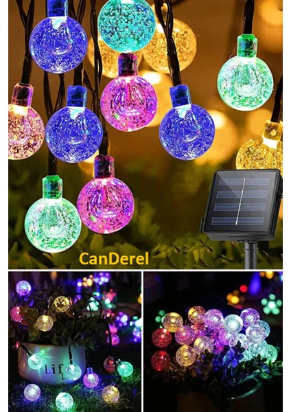 50 LED 7 Metre Kristal Renkli Güneş Enerjili LED Işık Solar Bahçe Balkon Ağaç Lambası Aydınlatma