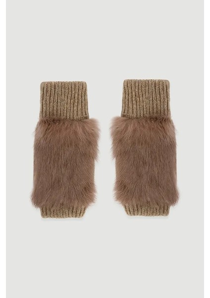 Ribana Detay Kürk Eldiven - Vizon