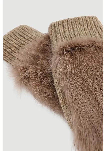 Ribana Detay Kürk Eldiven - Vizon fiyatları