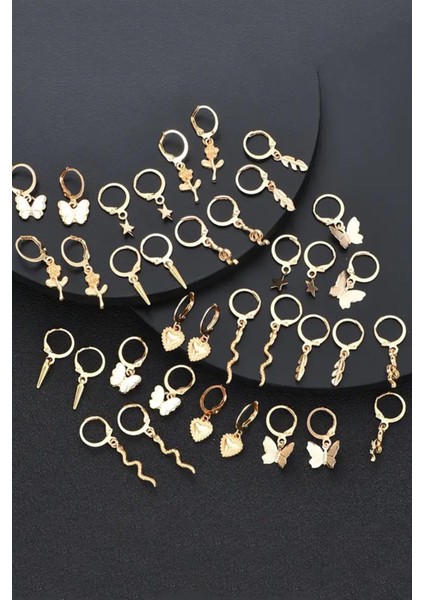 6 Çift Sallantılı Huggie Charm Küpe Karışık Şekilde Sürpriz Takı Kutusu Kavanozu