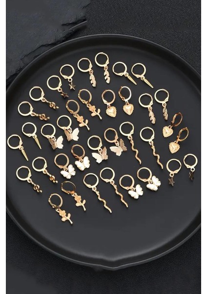 6 Çift Sallantılı Huggie Charm Küpe Karışık Şekilde Sürpriz Takı Kutusu Kavanozu