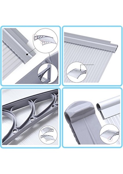 Kapı Pencere Üstü Pratik Sundurma 120 x 100 cm Gri