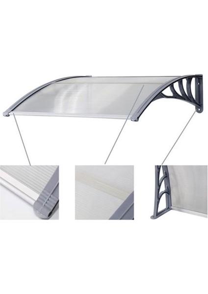Kapı Pencere Üstü Pratik Sundurma 120 x 100 cm Gri