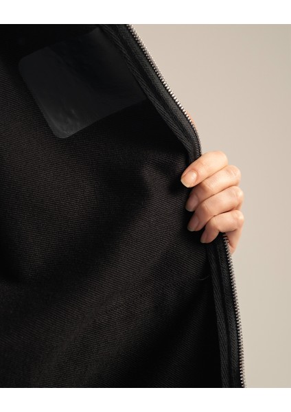 Rise Kadın Nakışlı Kanguru Cepli Oversize %100 Organik Pamuk Fermuarlı Kapüşonlu Siyah Sweatshirt indirimleri