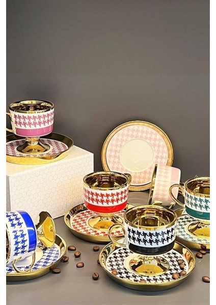 Porselen Ayaklı Gold Kahve Fincan Takımı fiyatları