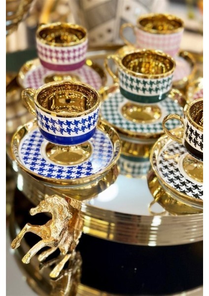 Porselen Ayaklı Gold Kahve Fincan Takımı fırsatları