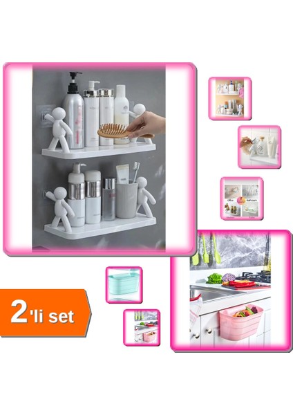 2 Adet Kendinden Yapışkanlı Organizer Özel Baharatlık Raf + Dolap Kapağı Organizeri TZ4F9A