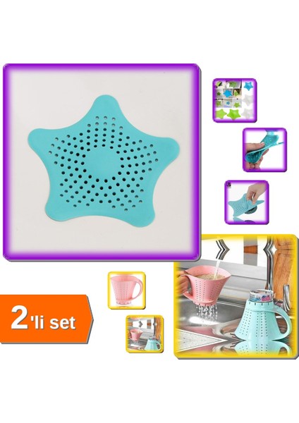 Sürahi Şeklinde Pirinç Yıkama Süzgeci + Yıldız Süzgeç - 2li Set A3Q9B2