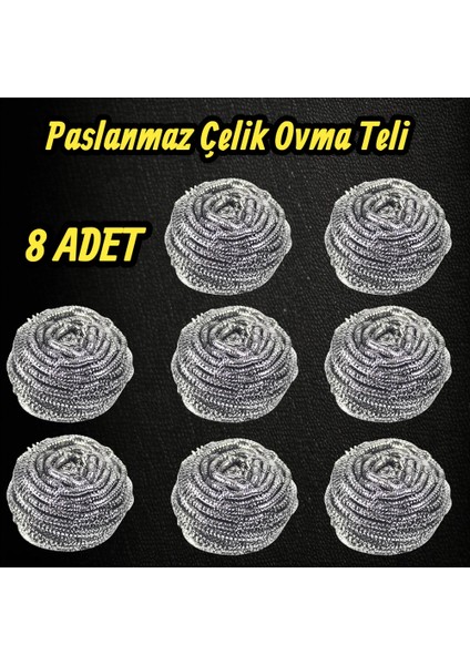 %100 Paslanmaz Çelik Sürtme Bulaşık Ovma Teli 8 Adet modelleri