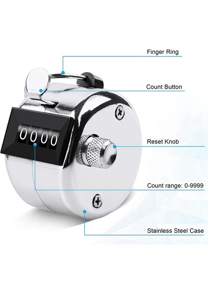 2 Paket Metal El Sayacı Dört Haneli Sayacı, Kordon Gümüş Sayacı ile Tıklama Sayacı El Tipi Tıklama Sayacı (Yurt Dışından) indirimleri