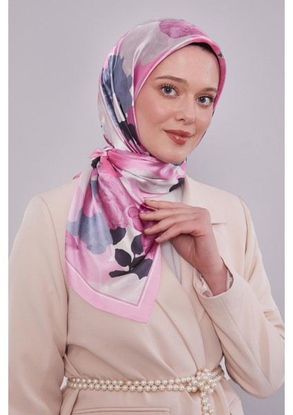 Pembe Gül Desen Kristal Eşarp modelleri