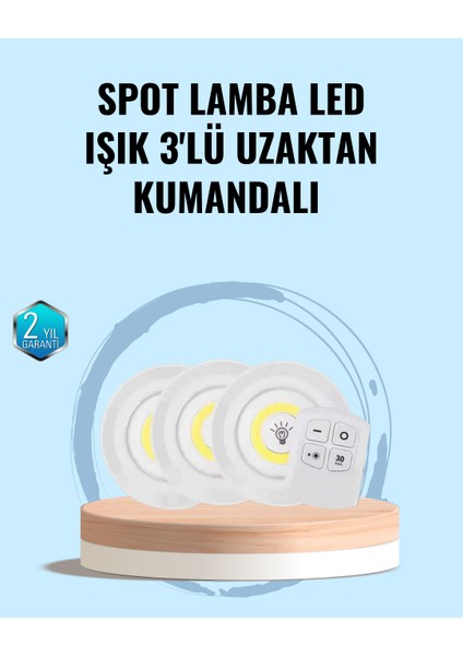 Ev Ofis Kamp Için Uygun Uzaktan Kumandalı Yapışkanlı Kablosuz LED Spot Lambala - M094B198-N07