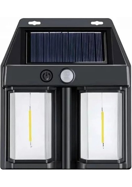 Rustik Ampul Ikili Solar Duvar Aplik Güneş Enerjili Hareket Sensörlü