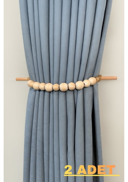 2 Adet Bohem Tarz Perde Bağı - Fon Perde Uyumlu El Yapımı Dekoratif Perde Bağlama Süsü