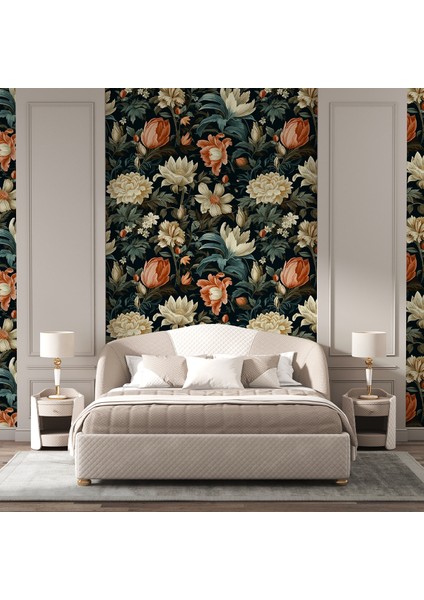 Barok Stil Çiçek Duvar Kağıdı-Isı ve Ses Yalıtımı-Yırtılmaz Duvar Kağıdı fiyatları