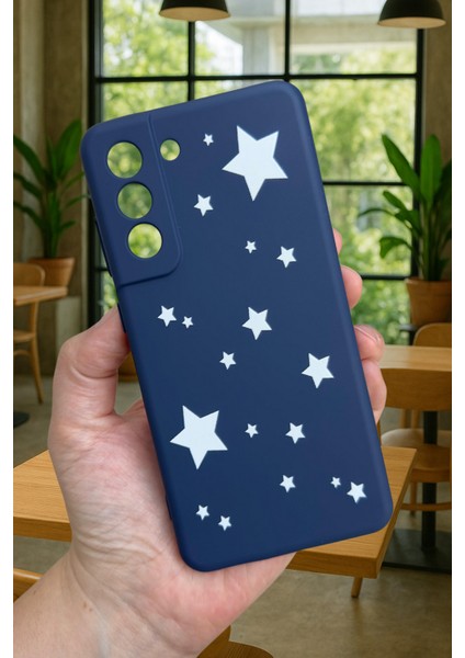 Samsung Galaxy S21 Fe - Mini Yıldız Desenli Silikon Darbe Emici Klasik Korumalı Rubber Kılıf