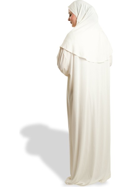 Krem Iki Parça Namaz Elbisesi Viskon Düz 2504_40 fırsatları