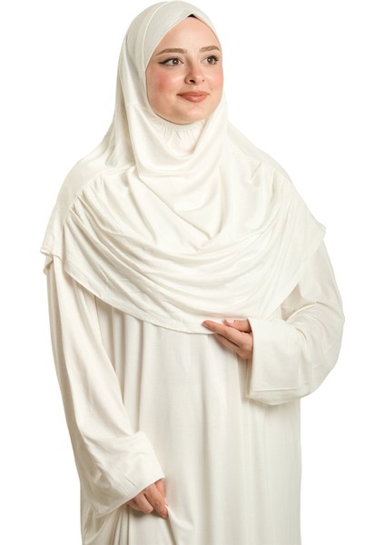 Krem Iki Parça Namaz Elbisesi Viskon Düz 2504_40 indirimleri