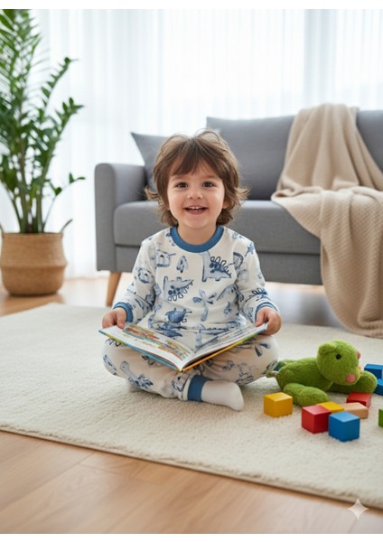 Kız-Erkek Bebek- Çocuk Pijama Takımı %100 Pamuk Uzun Kollu Yuvarlak Yaka Mevsimlik