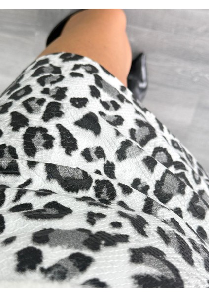 Deri Leopar Etek Siyah Beyaz fırsatları