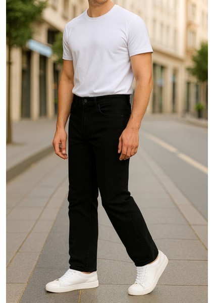 Erkek Yüksel Bel Bol Kesim Boru Paça Kot Pantolon Reguler Fit Jean C336