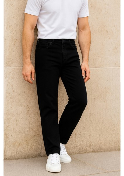 Erkek Yüksel Bel Bol Kesim Boru Paça Kot Pantolon Reguler Fit Jean C336