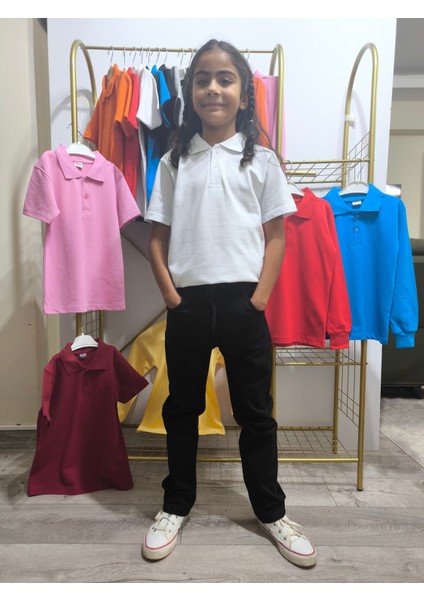 unisex Çocuk Genç Polo Yaka Kısa Kol Okul Günlük Tişört, Nefes Alabilen Kumaş modelleri