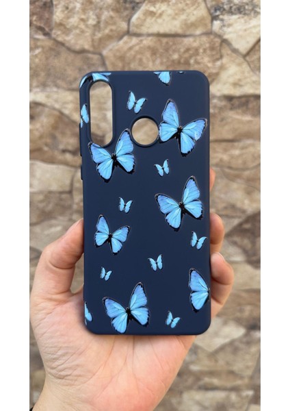Huawei P30 Lite Uyumlu Mavi Kelebek Desenli Silikon Darbe Emici Klasik Korumalı Rubber Kılıf fiyatları