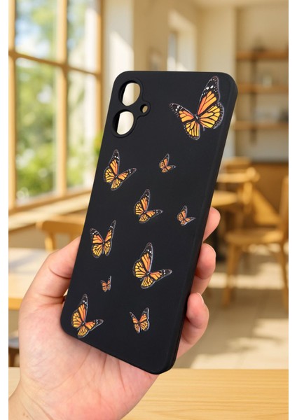 Samsung Galaxy A07 Uyumlu Turuncu Kelebek Desenli Silikon Darbe Emici Korumalı Rubber Kılıf fırsatları