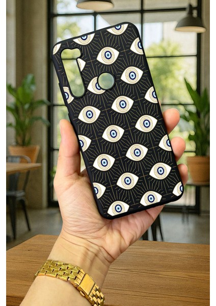 Xiaomi Redmi Note 8 Evıl Eye Desenli Silikon Darbe Emici Klasik Korumalı Rubber Kılıf