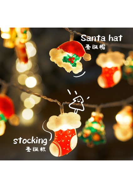 6 Metre 40 Ampullü Noel Lambası, Noel Baba Atmosferi Renkli Dekoratif Işık Dizisi (Yurt Dışından) modelleri