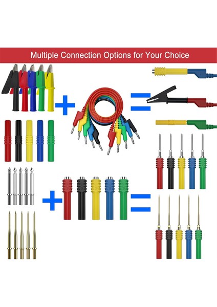 Banana Fiş Silikon Testi Kurşunları Kiti, Dişleme Problu 4mm Istiflenebilir Muz Fişi, Multimetre Için Otomotiv Test Kurşunları (Yurt Dışından) fiyatları