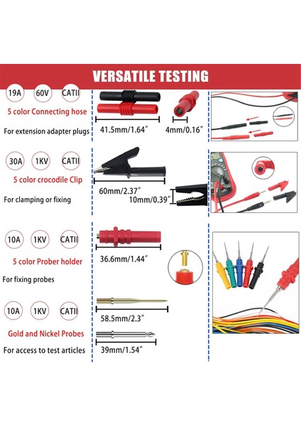 Banana Fiş Silikon Testi Kurşunları Kiti, Dişleme Problu 4mm Istiflenebilir Muz Fişi, Multimetre Için Otomotiv Test Kurşunları (Yurt Dışından) modelleri