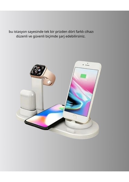 Kablosuz Şarj Istasyonu 4’ü 1 Arada iPhone Watch ve Airpods Uyumlu - M329B245-N33329 fırsatları