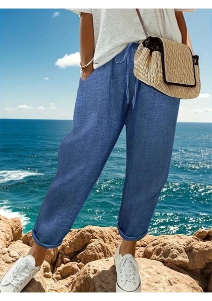 Kadın Yüksek Bel Lastikli Belde Bağcık Detaylı Aerobin Pantolon indirimleri