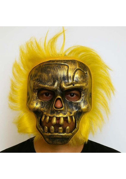 Wild Skull - Bakır Kafatası Sarı Saçlı İskelet Maske