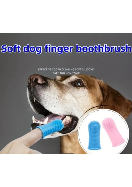 Köpek ve Kedi Parmak Diş Temizleme ve Bakım Fırçası Silikon- Pembe
