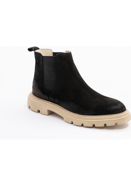 Erkek Kalın Tabanlı Tümyüz Lastikli Bot Siyah Nubuk Deri Bej Tbn modelleri